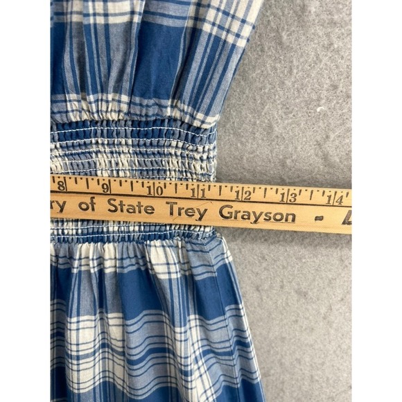 New Polo Ralph Lauren Dress Sz 6 Blue Plaid Smocked Halter Tiered Midi Cotton - Picture 6 of 13